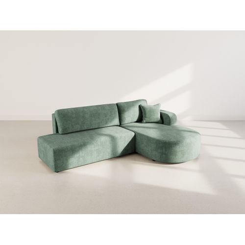 Canapé Angle Droit Convertible 4 Places Miro En Velours Texturé Vert