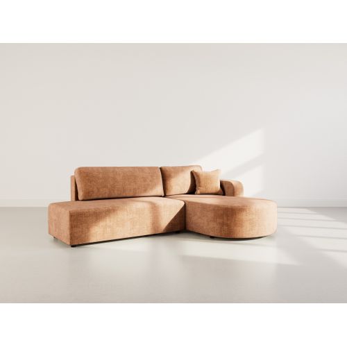 Canapé Angle Droit Convertible 4 Places Miro En Velours Texturé Rouille