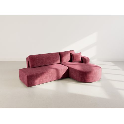 Canapé Angle Droit Convertible 4 Places Miro En Velours Texturé Prune