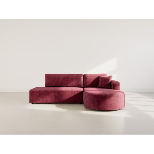 Canapé Angle Droit Convertible 4 Places Miro En Velours Texturé Prune