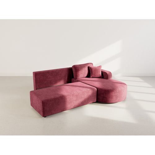 Canapé Angle Droit Convertible 4 Places Miro En Velours Texturé Prune