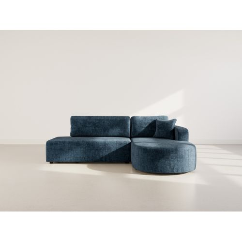 Canapé Angle Droit Convertible 4 Places Miro En Velours Texturé Bleu