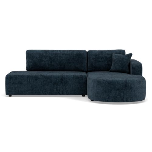 Canapé Angle Droit Convertible 4 Places Miro En Velours Texturé Bleu