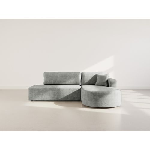 Canapé Angle Droit Convertible 4 Places Miro En Velours Texturé Gris