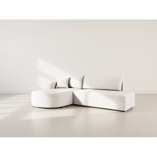 Canapé Angle Gauche Convertible 4 Places Miro En Velours Texturé Beige