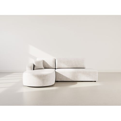 Canapé Angle Gauche Convertible 4 Places Miro En Velours Texturé Beige