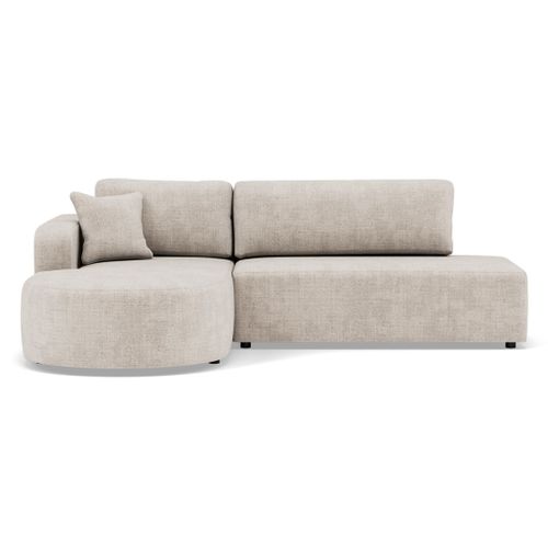 Canapé Angle Gauche Convertible 4 Places Miro En Velours Texturé Beige