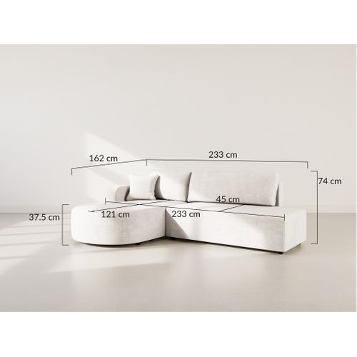 Canapé Angle Gauche Convertible 4 Places Miro En Velours Texturé Beige