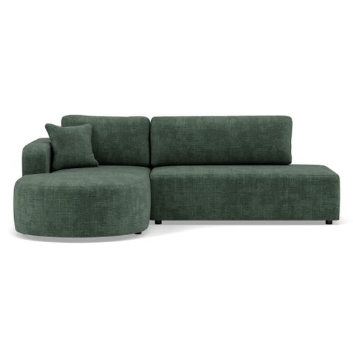 Canapé Angle Gauche Convertible 4 Places Miro En Velours Texturé Vert