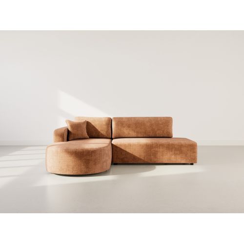 Canapé Angle Gauche Convertible 4 Places Miro En Velours Texturé Rouille