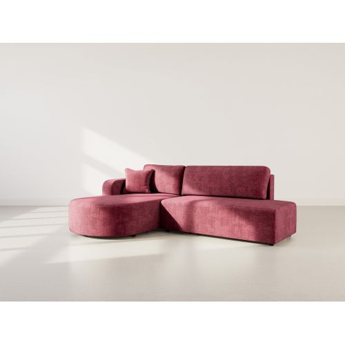 Canapé Angle Gauche Convertible 4 Places Miro En Velours Texturé Prune