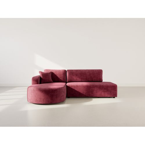 Canapé Angle Gauche Convertible 4 Places Miro En Velours Texturé Prune