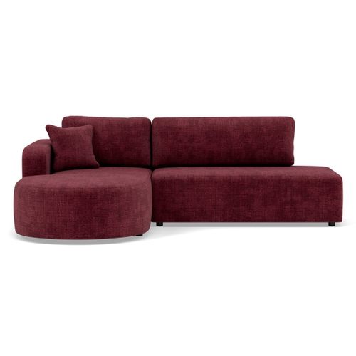 Canapé Angle Gauche Convertible 4 Places Miro En Velours Texturé Prune