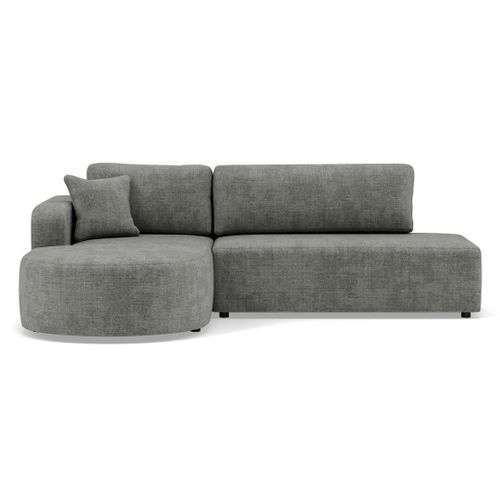 Canapé Angle Gauche Convertible 4 Places Miro En Velours Texturé Gris