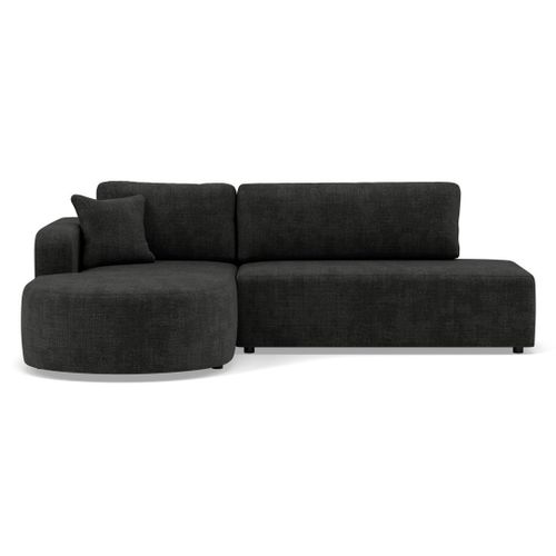 Canapé Angle Gauche Convertible 4 Places Miro En Velours Texturé Gris Anthracite