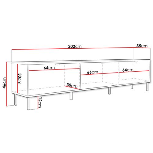 Hope - Meuble TV 202 Cm - 3 Portes