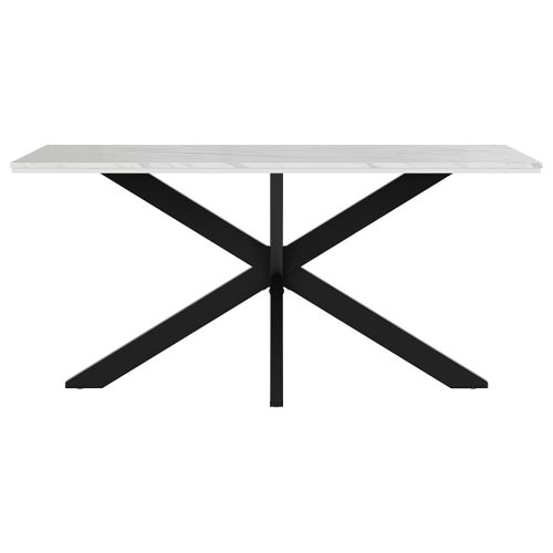 Tom - Table à Manger - Plateau Effet Marbre - Pieds En Métal - 4 à 6 Personnes