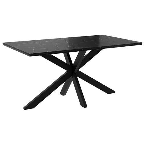 Tom - Table à Manger - Plateau Effet Marbre - Pieds En Métal - 4 à 6 Personnes