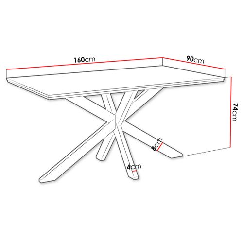 Tom - Table à Manger - Plateau Effet Marbre - Pieds En Métal - 4 à 6 Personnes