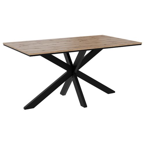 Tom - Table à Manger - Plateau Effet Bois - Pieds En Métal - 4 à 6 Personnes