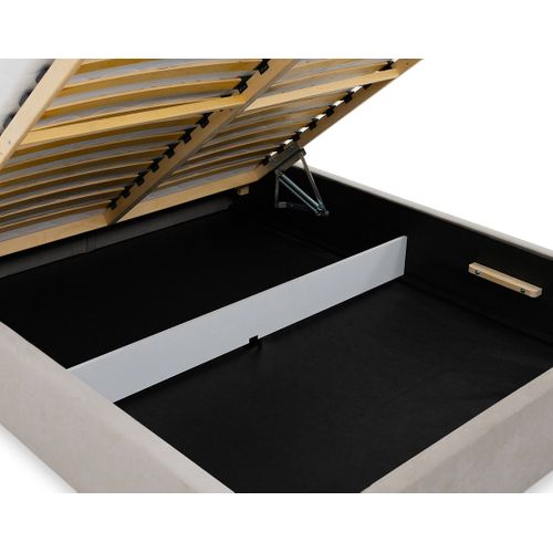 John - Lit Coffre - 140x200 Cm - En Velours - Sommier Inclus