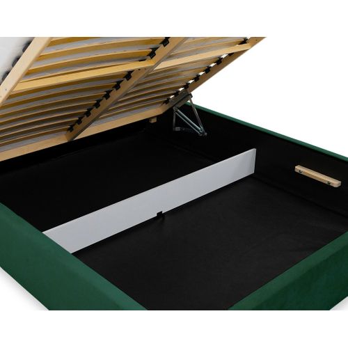 John - Lit Coffre - 140x200 Cm - En Velours - Sommier Inclus