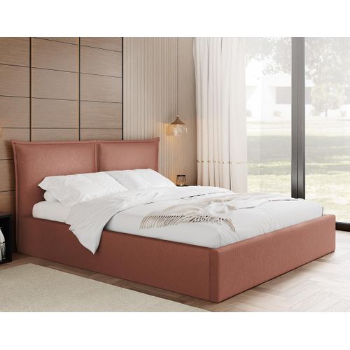 John - Lit Coffre - 140x200 Cm - En Velours - Sommier Inclus