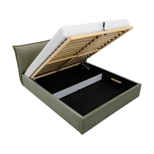 John - Lit Coffre - 140x200 Cm - En Velours - Sommier Inclus