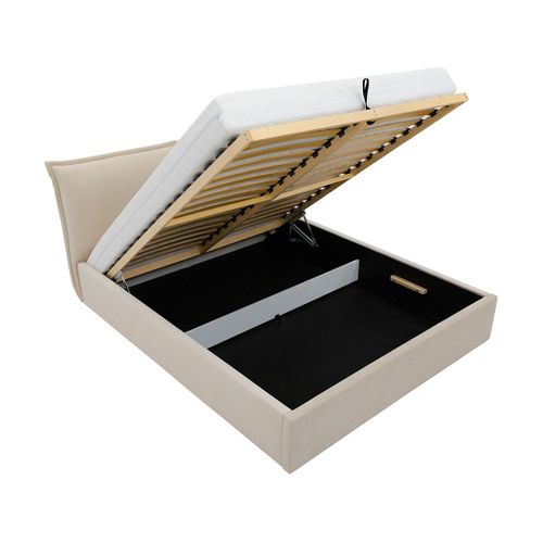 John - Lit Coffre - 160x200 Cm - En Velours - Sommier Inclus