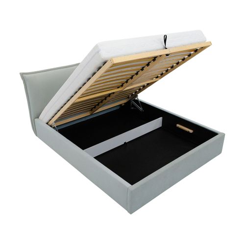 John - Lit Coffre - 160x200 Cm - En Velours - Sommier Inclus