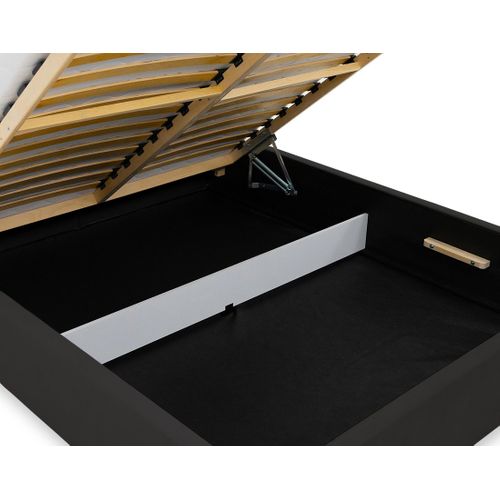 John - Lit Coffre - 160x200 Cm - En Velours - Sommier Inclus