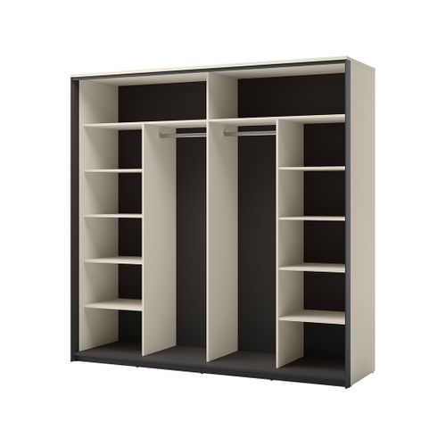 Kimi - Armoire - 2 Portes Coulissantes - LED Et Miroir Inclus - 220x221 Cm
