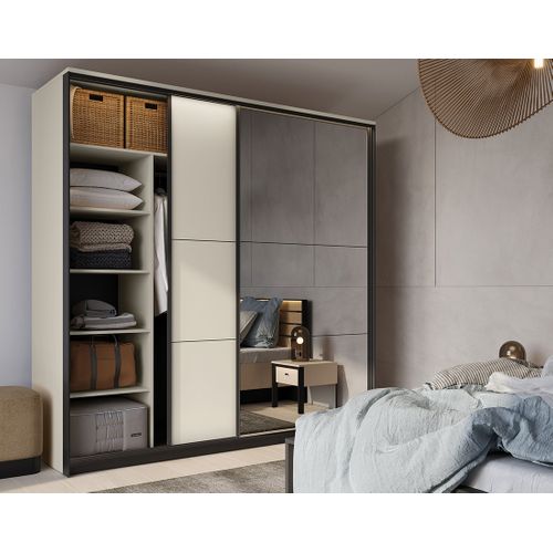 Kimi - Armoire - 2 Portes Coulissantes - LED Et Miroir Inclus - 220x221 Cm