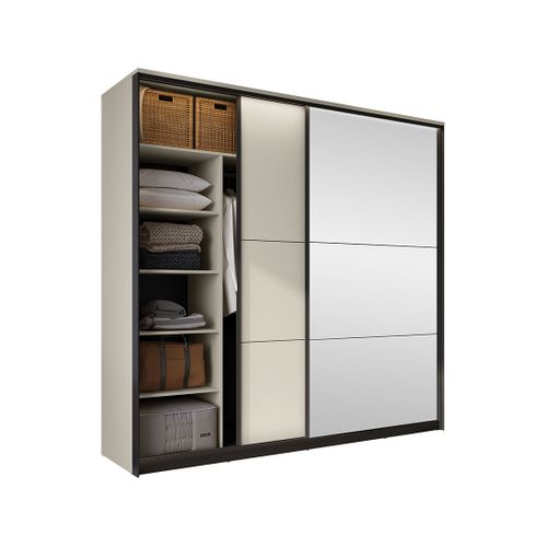 Kimi - Armoire - 2 Portes Coulissantes - LED Et Miroir Inclus - 220x221 Cm