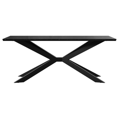 Casey - Table à Manger - Plateau Effet Marbre - Pieds En Métal - 4 à 8 Personnes