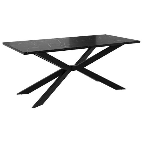 Casey - Table à Manger - Plateau Effet Marbre - Pieds En Métal - 4 à 8 Personnes