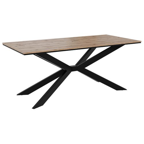 Casey - Table à Manger - Plateau Effet Bois - Pieds En Métal - 4 à 8 Personnes