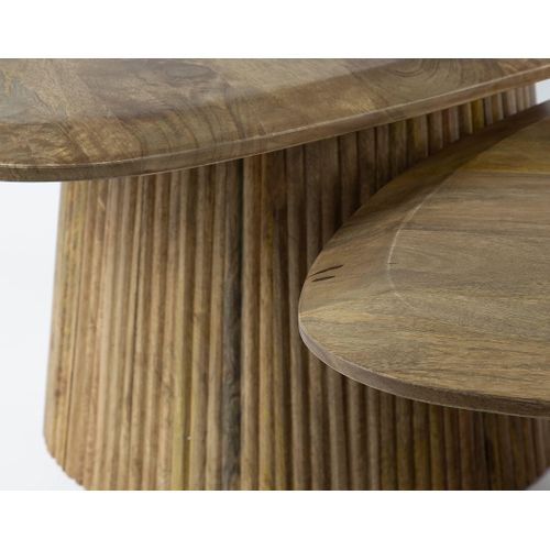 Dayo - Lot De 2 Tables Basses Gigognes - En Bois Massif De Manguier - 93 Et 76 Cm