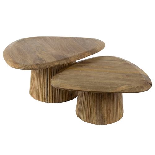 Dayo - Lot De 2 Tables Basses Gigognes - En Bois Massif De Manguier - 93 Et 76 Cm