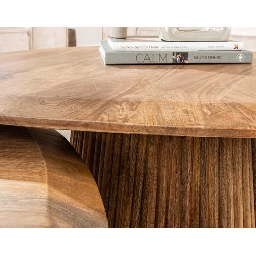 Dayo - Lot De 2 Tables Basses Gigognes - En Bois Massif De Manguier - 93 Et 76 Cm