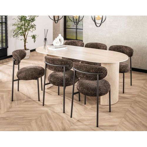 Adelia - Lot De 2 Chaises - Pieds En Métal - En Tissu Texturé