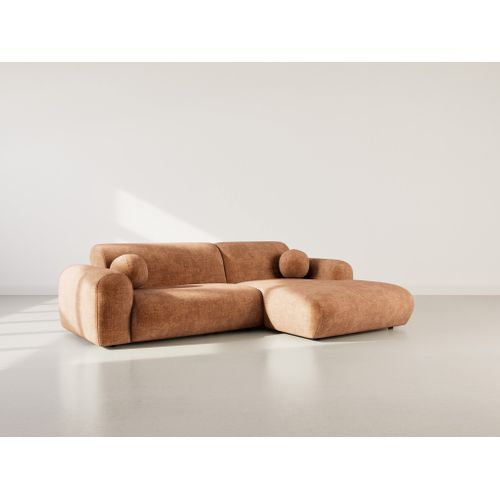 Louise - Canapé D'angle Droit 4 Places En Velours Texturé