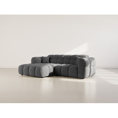 Mini Ray - Canapé D'angle Gauche 4 Places En Tissu Texturé