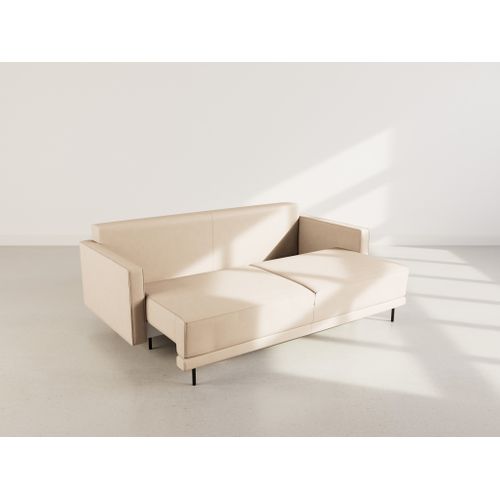 Canapé Droit Convertible 3 Places Charlie En Simili Beige