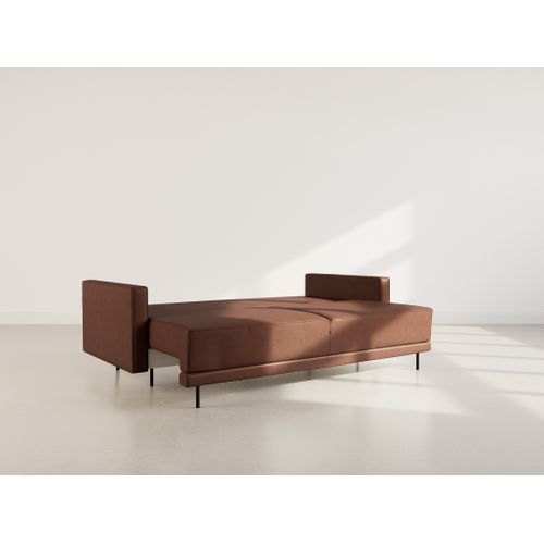 Canapé Droit Convertible 3 Places Charlie En Simili Marron