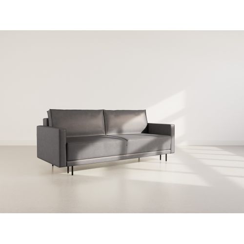 Canapé Droit Convertible 3 Places Charlie En Simili Gris