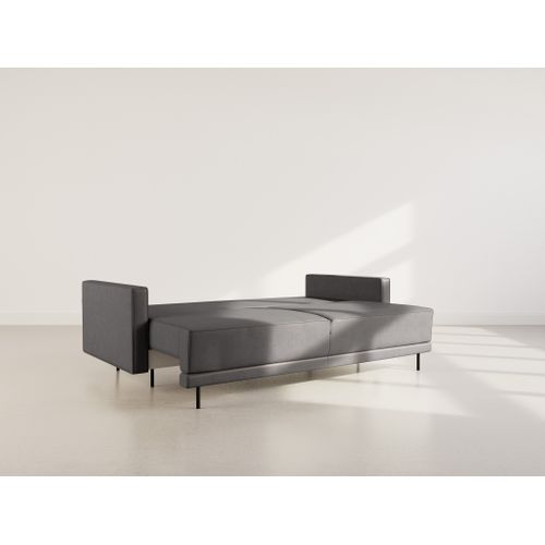 Canapé Droit Convertible 3 Places Charlie En Simili Gris