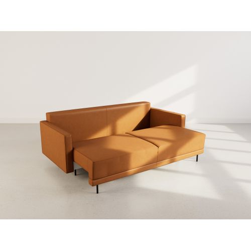 Canapé Droit Convertible 3 Places Charlie En Simili Cognac