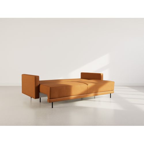 Canapé Droit Convertible 3 Places Charlie En Simili Cognac