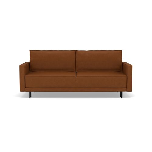 Canapé Droit Convertible 3 Places Charlie En Simili Cognac